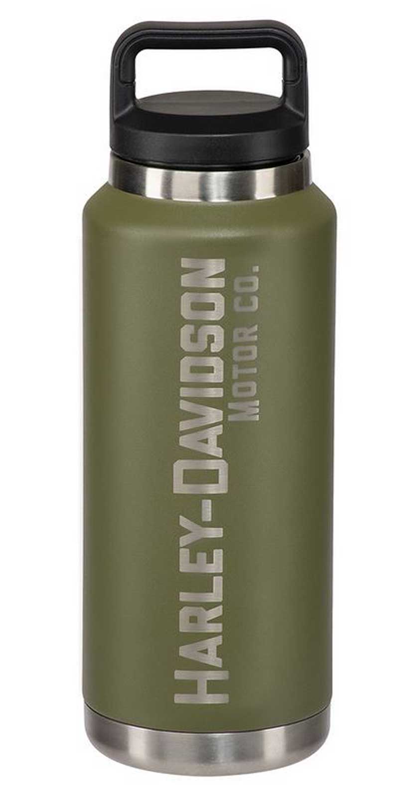 Harley-Davidson Motor Co. Water Bottle, Double-Wall Stainless Steel - Green - Wisconsin Harley-Davidson