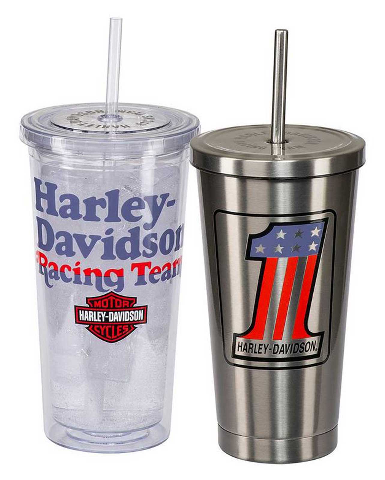 Harley-Davidson Racing Tumbler Set, Double-Wall Stainless Steel- 16 oz. & 18 oz. - Wisconsin Harley-Davidson