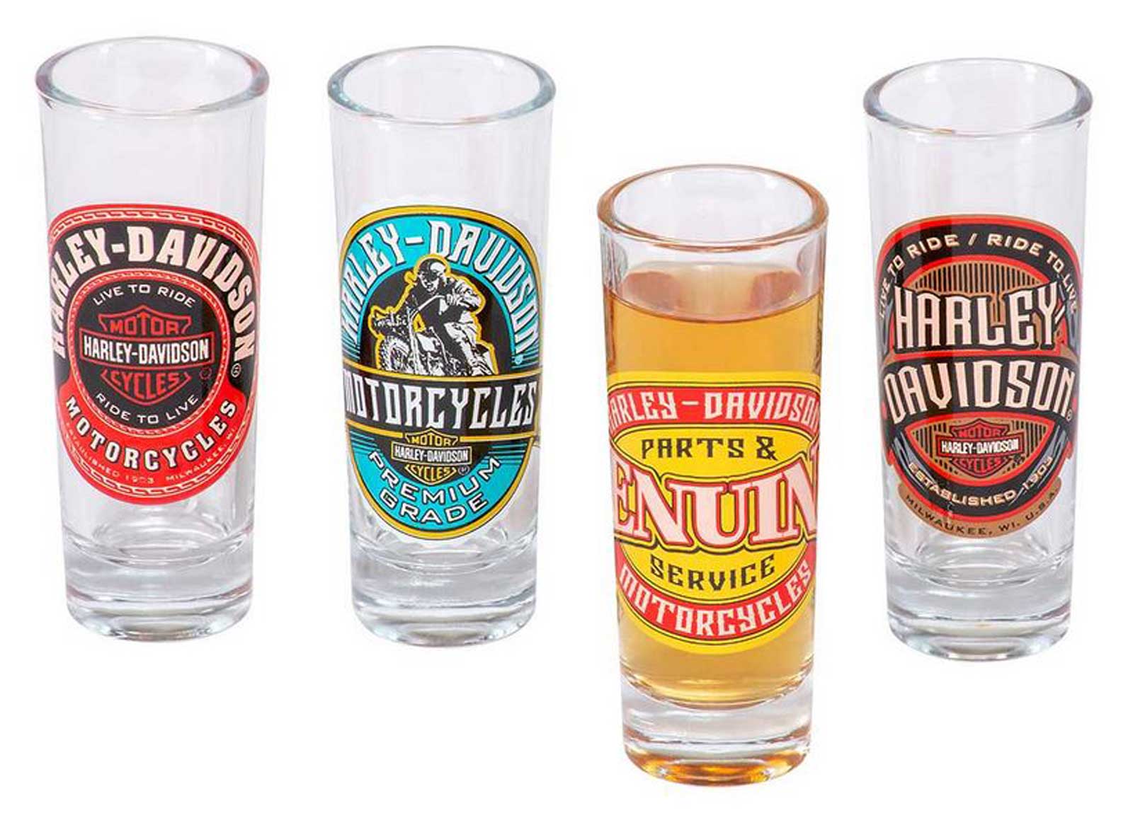Harley-Davidson® Label Shooter Set, Tall Shot Glasses w/ Custom