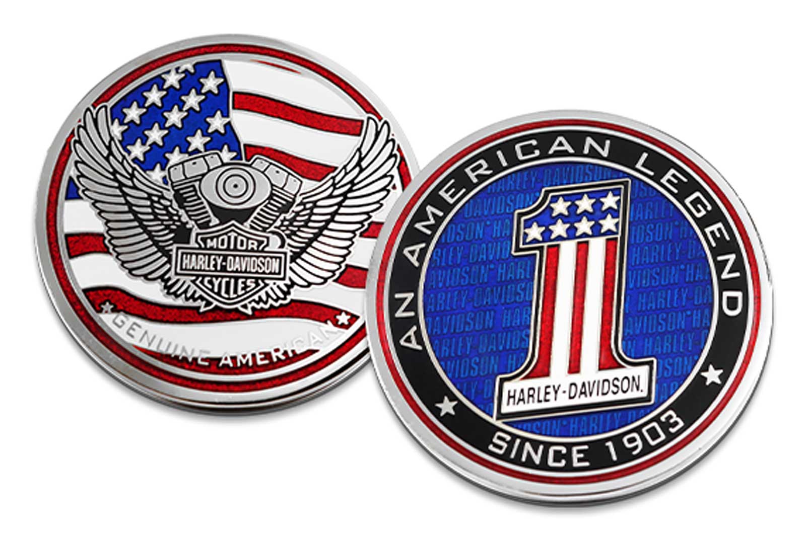 Harley-Davidson American Legend Metal Patriotic Challenge Coin, 1.75 inch - Wisconsin Harley-Davidson