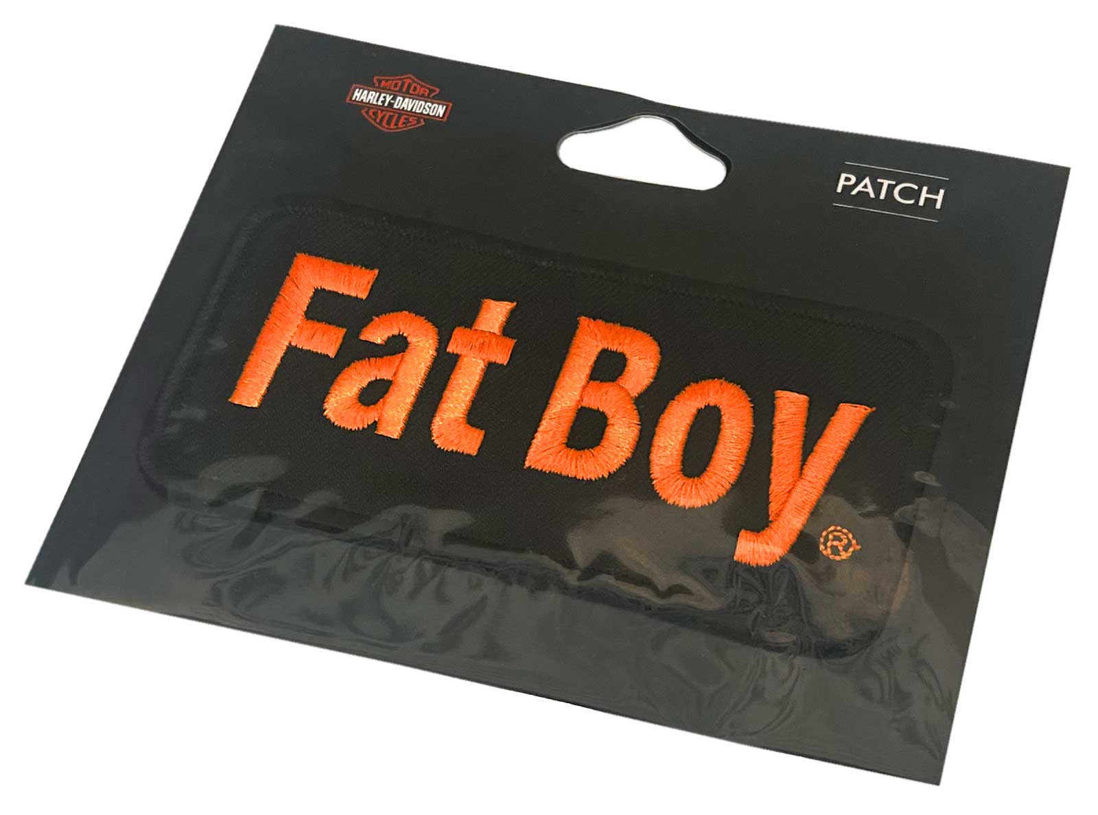 Harley-Davidson Free Shipping - Harley-Davidson 4 in. Embroidered Fat Boy Emblem Sew-On Patch - Black/Orange - Free Shipping on many products plus Orders Over $99