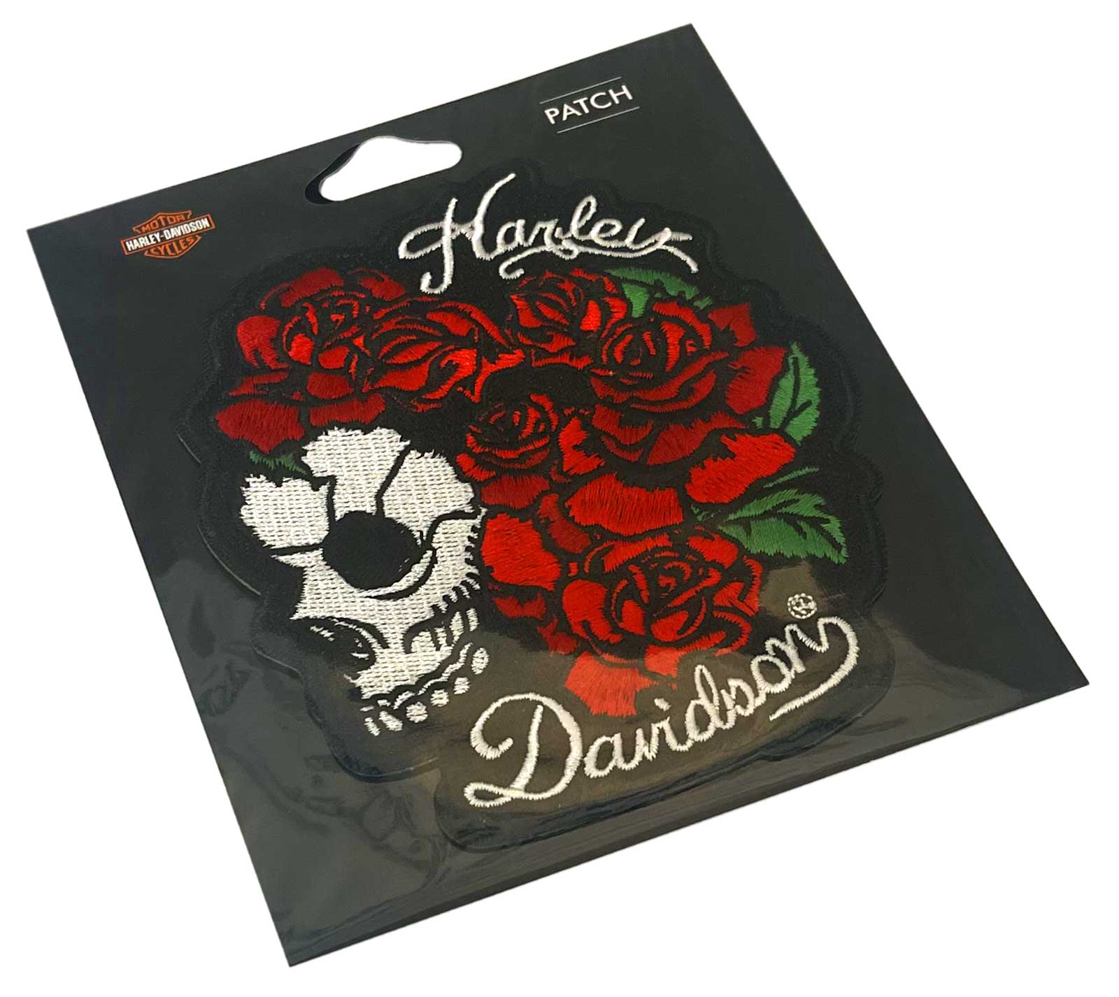 Harley-Davidson Free Shipping - Harley-Davidson 5 in. Embroidered Rose Skull Emblem Sew-On Patch - Black/Red - Free Shipping on many products plus Orders Over $99