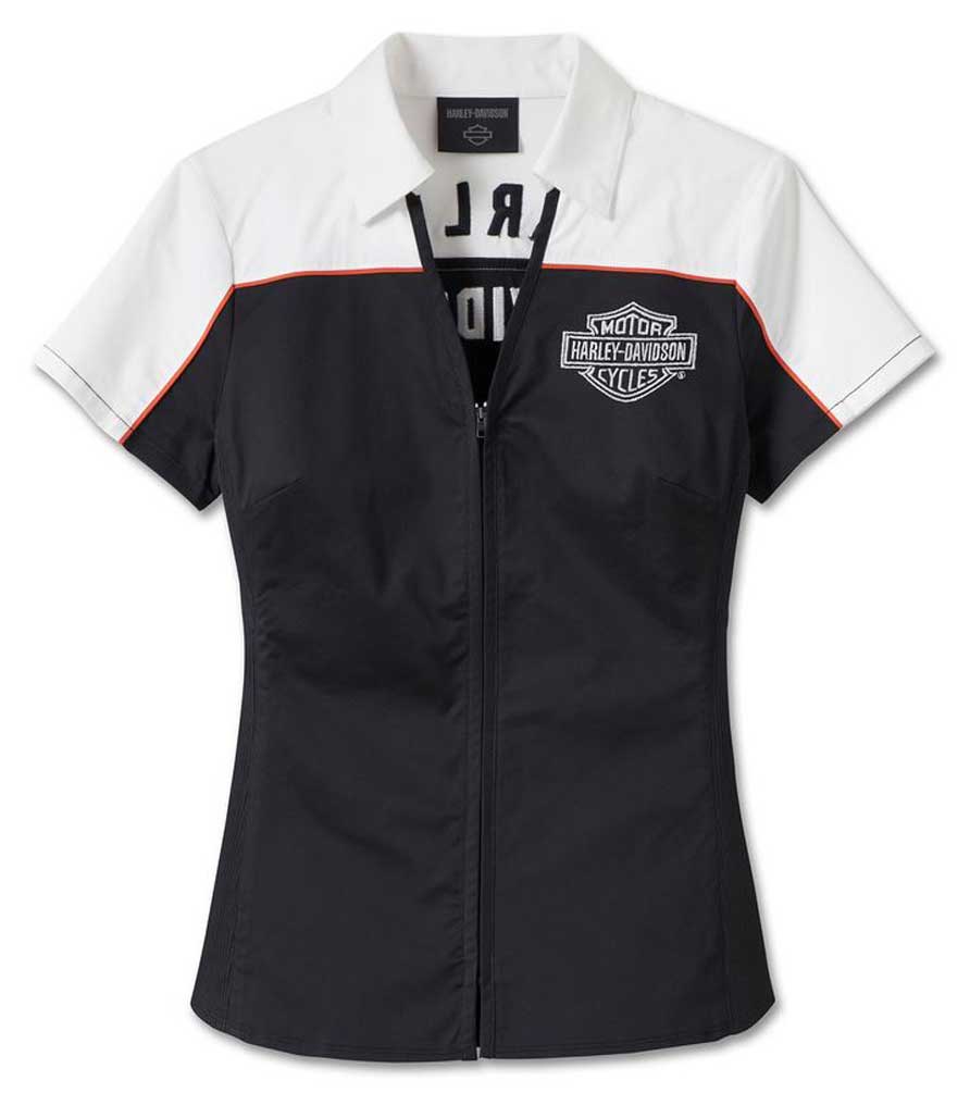 Harley-Davidson Women's Elemental Zip Front Short Sleeve Shirt 99024-23VW - Wisconsin Harley-Davidson