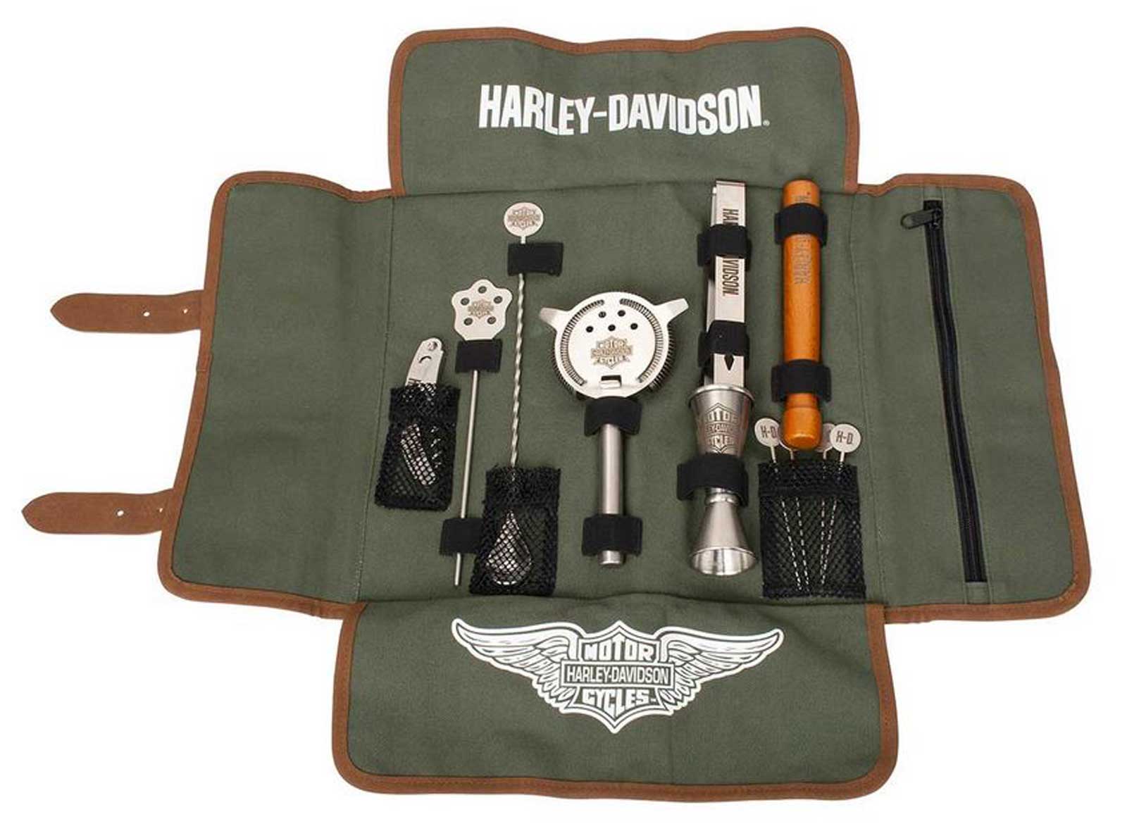 Harley-Davidson® Winged B&S Cocktail Tools Durable Canvas Carrying