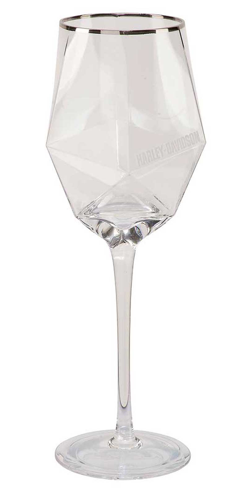 Harley-Davidson® Geometric Wine Glass Set, Etched H-D Logos - Set