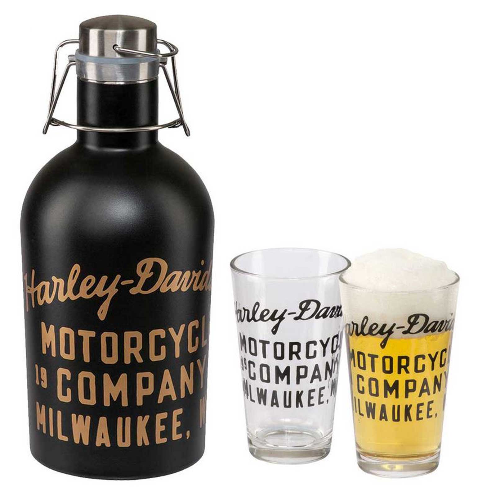 a.y♡ Harley-Davidson® Stainless Steel 50 oz. Growler Set w/ Two 16 oz