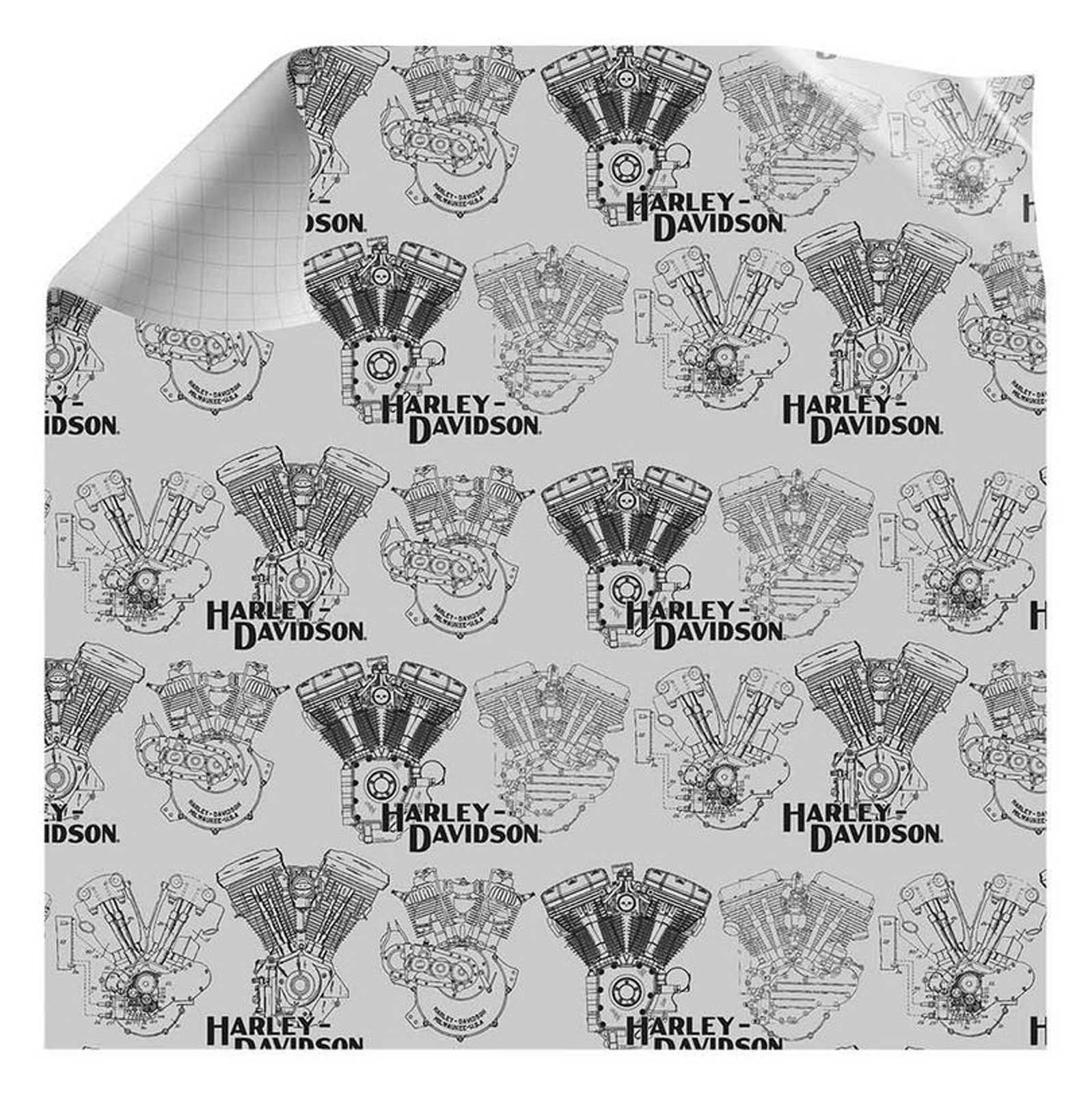 Harley-Davidson Repeat Engine Pattern Gift Wrap Roll - 20 ft. - Gray & Black - Wisconsin Harley-Davidson