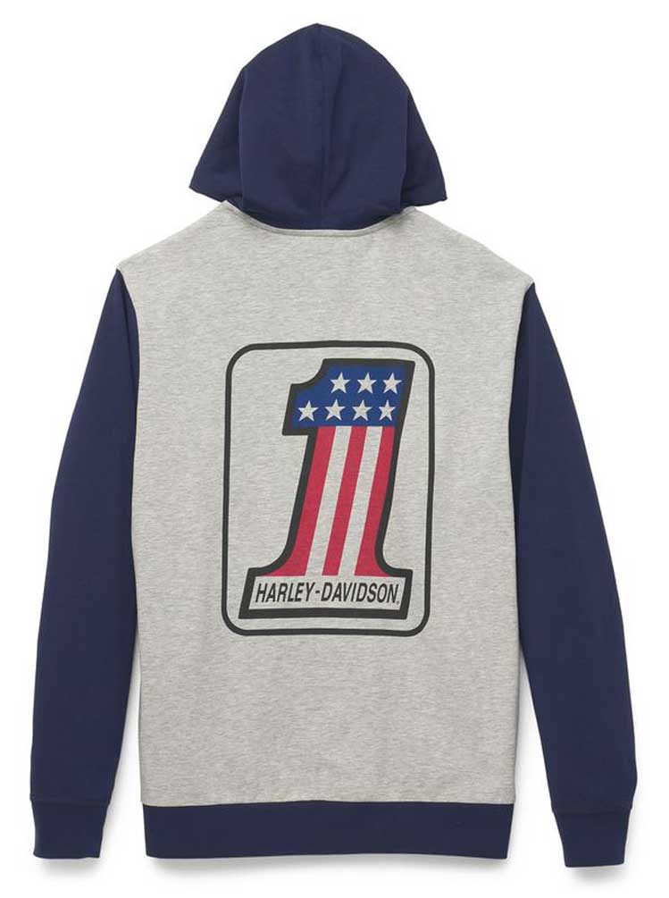 Harley-Davidson Free Shipping - Harley-Davidson Men's #1 RWB Logo Zip-Up Colorblocked Hoodie 96499-22VM - Free Shipping on many products plus Orders Over $99