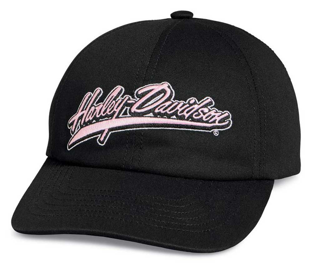 Harley-Davidson Women's Pink Label Adjustable Baseball Cap - Black 97652-23VW - Wisconsin Harley-Davidson