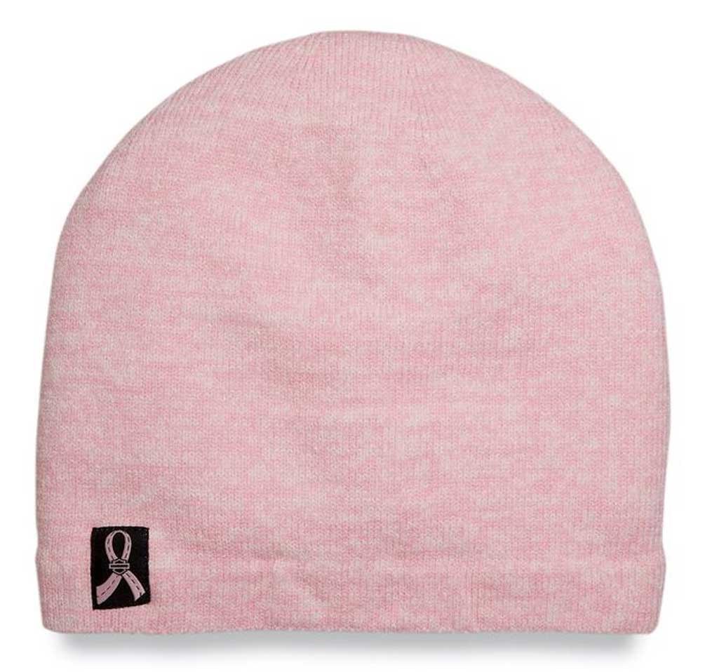 Harley-Davidson Women's Pink Label Patch Knit Beanie Hat - Rose Pink 97666-23VW - Wisconsin Harley-Davidson