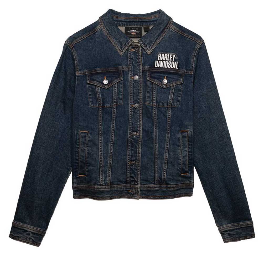 【Harley-Davidson】 Denim Jacket 刺繍 SizeM Harley-Davidson Men's Eagle Applique Slim Fit Denim Jacket