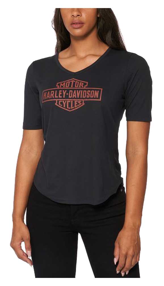 USA製 Harley-Davidson Tシャツ Harley-Davidson® Women's Rally V-Neck Short Sleeve Tee