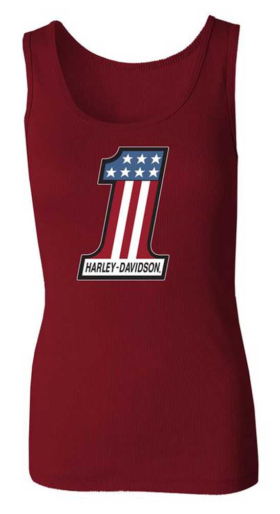 Harley-Davidson Women's Ultra Classic #1 Rib Sleeveless Tank Top, Red 96651-22VW - Wisconsin Harley-Davidson