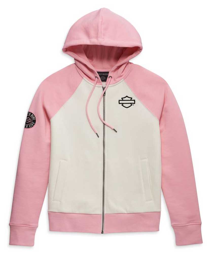 Harley-Davidson Women's Pink Label Zip-Up Colorblocked Hoodie, Pink 96190-23VW - Wisconsin Harley-Davidson