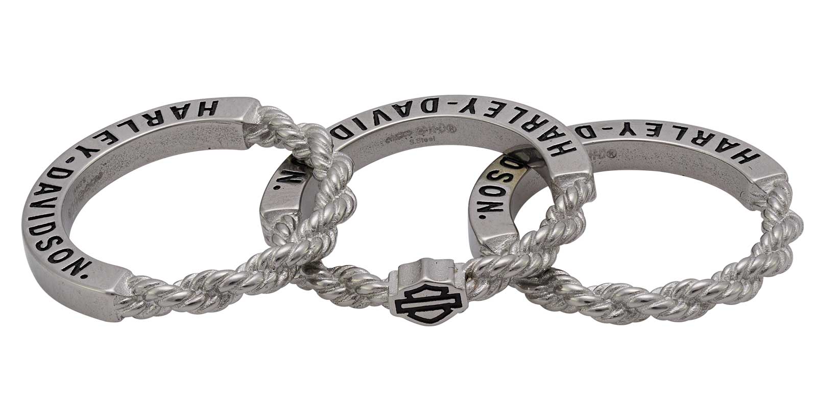 Harley-Davidson Free Shipping - Harley-Davidson Women's B&S Logo Rope Stacking Ring Set - Stainless Steel - Free Shipping on many products plus Orders Over $99