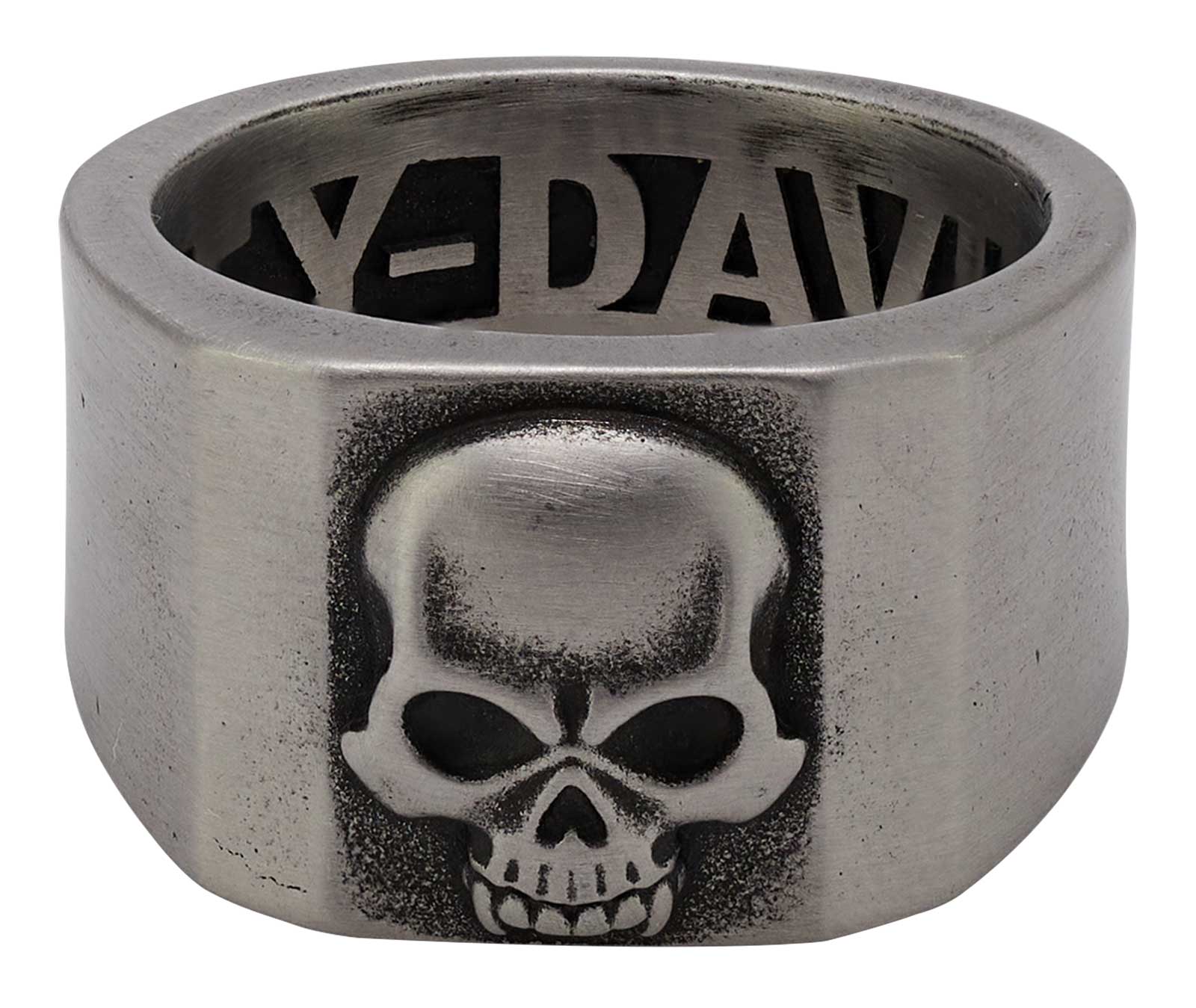 Harley-Davidson Men's Deadlock Skull Band Ring - Silver Stainless Steel - Wisconsin Harley-Davidson