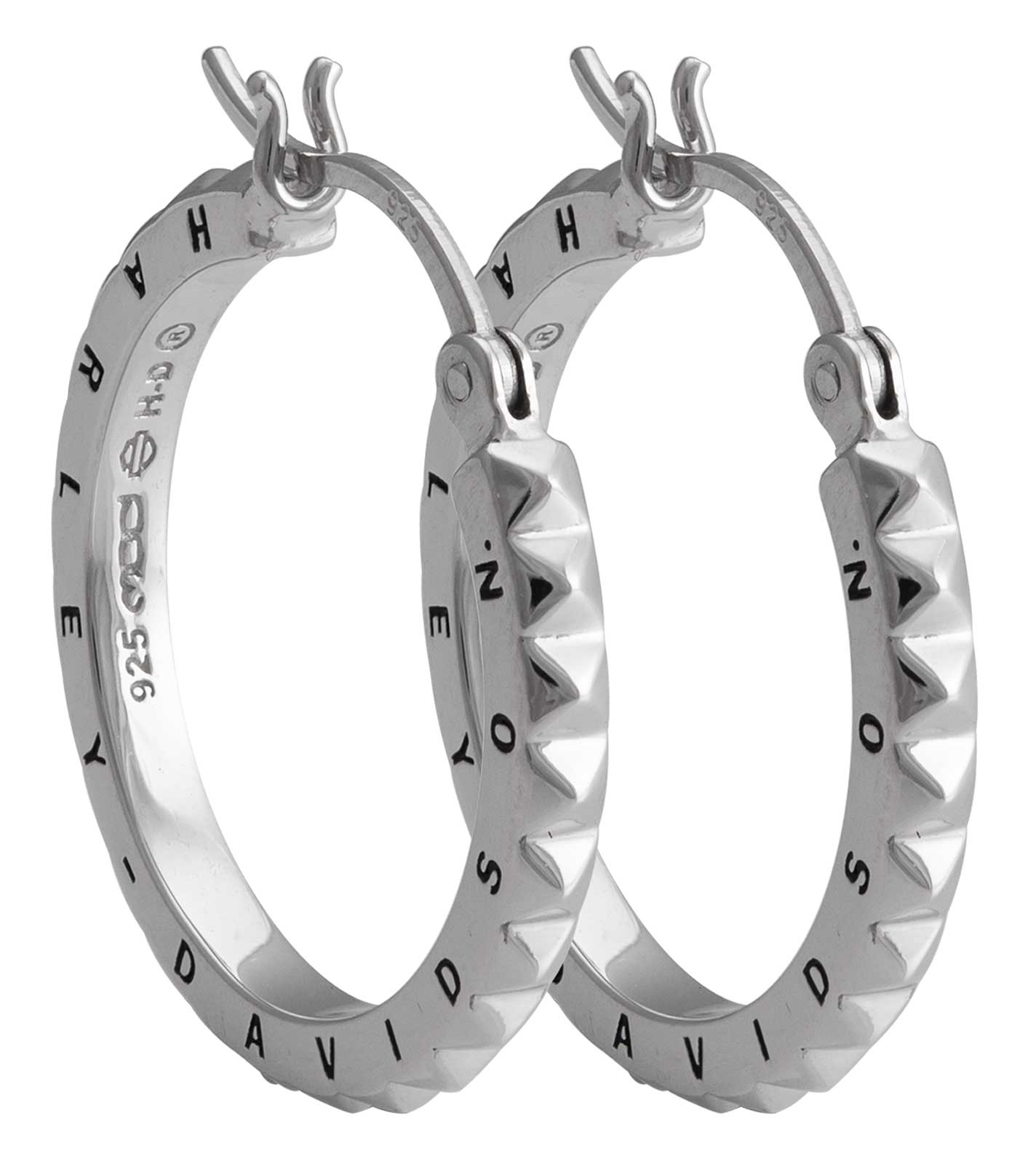 Harley-Davidson Women's Pyramid Stud Medium Hoop Earrings - Stainless Steel - Wisconsin Harley-Davidson