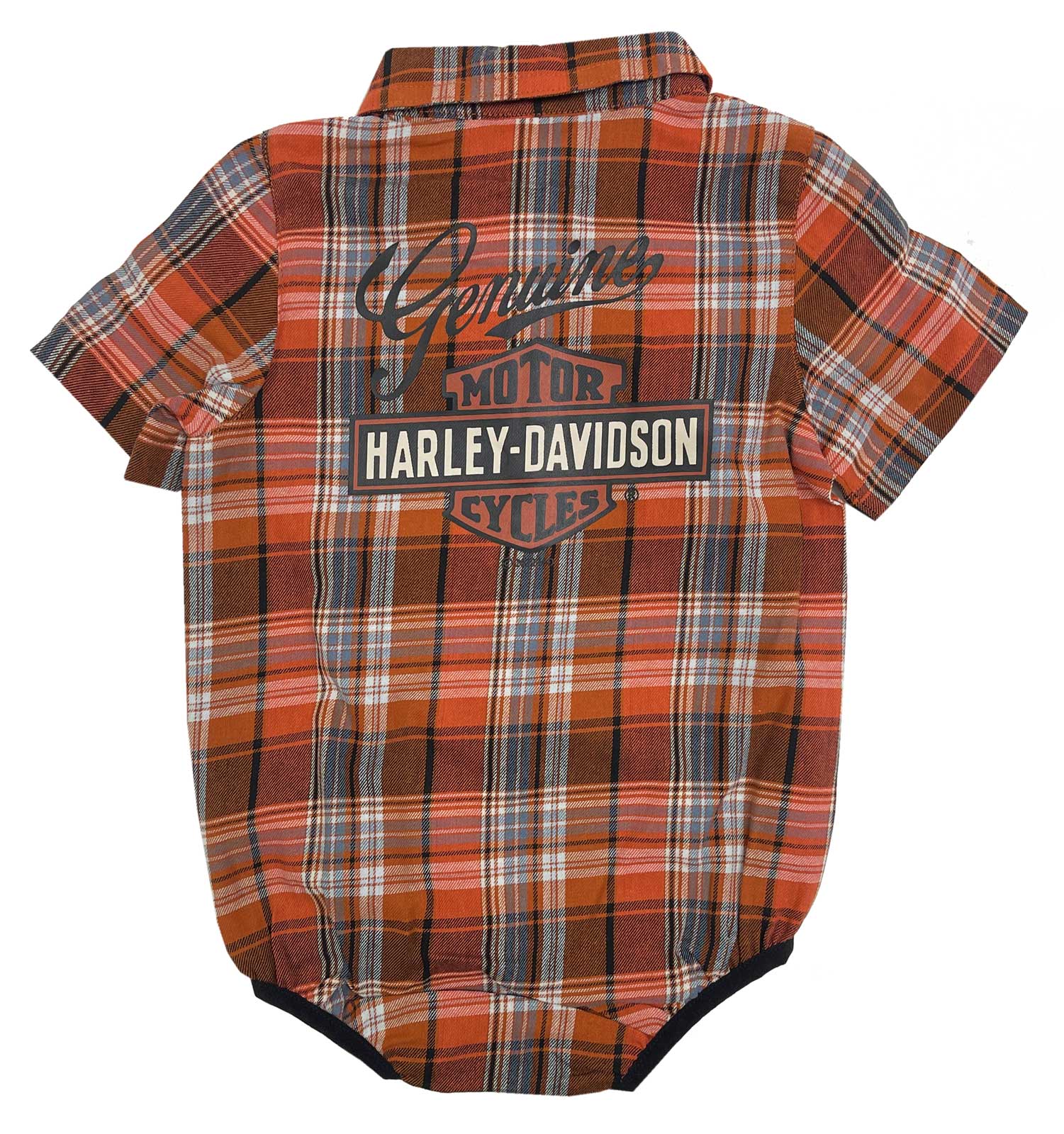 Harley-Davidson Free Shipping - Harley-Davidson Baby Boys' Brushed Infant Button Plaid Creeper - Orange - Free Shipping on many products plus Orders Over $99
