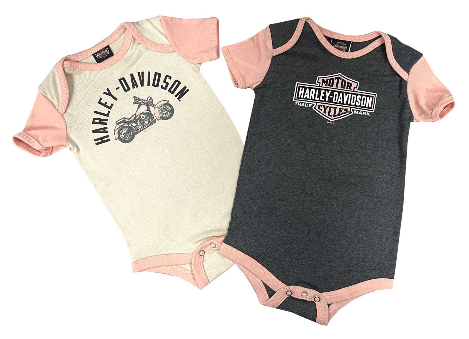 Harley-Davidson® Baby Girls' 2-Pack Colorblocked Rib Creeper Set