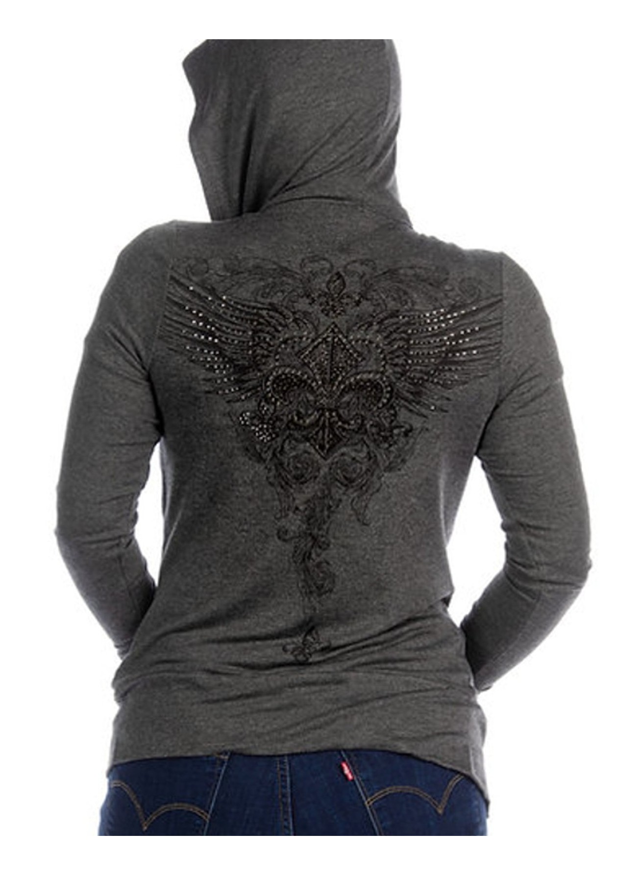 Harley-Davidson Free Shipping - Liberty Wear Women's Heathered Abyss Heavy Cotton Full Zip Hoodie, Charcoal - Free Shipping on many products plus Orders Over $99