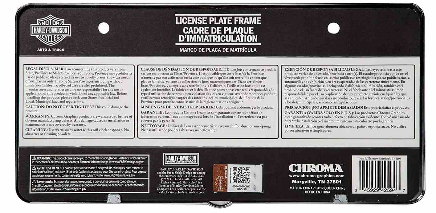 Harley-Davidson Tribal Flames Bar & Shield Metal License Plate Frame CG42594 - No Hassle Returns at Wisconsin Harley