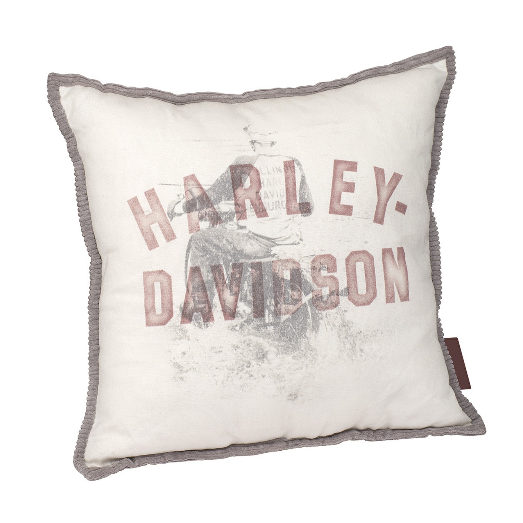 Harley-Davidson H-D “Rider” Gray Corduroy Throw Pillow, 16” X 16” HDL-19506 - Wisconsin Harley-Davidson