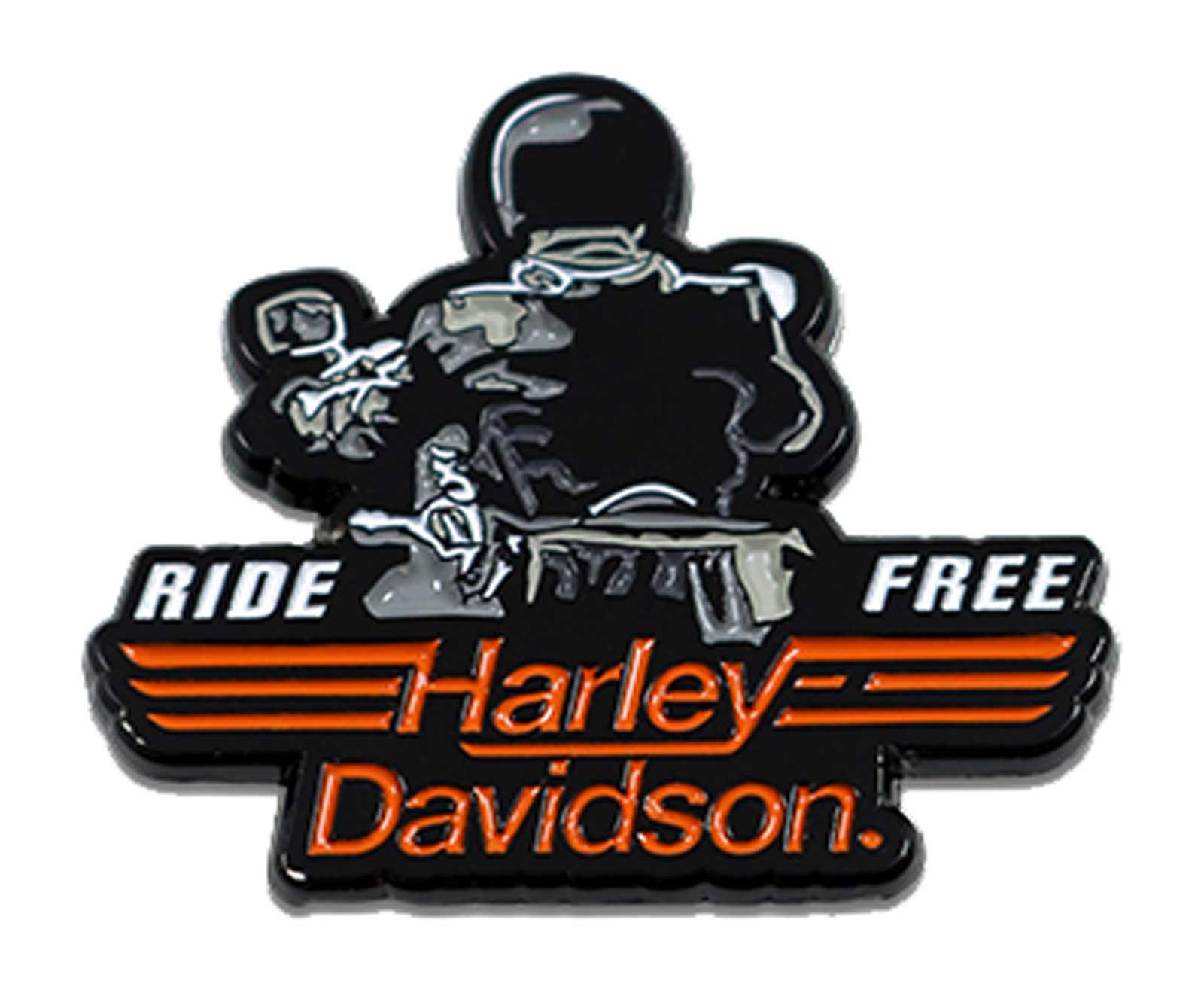 Harley-Davidson 1.25 inch. Burnin' Rubber Biker Metal Pin, Gloss Black Finish - Wisconsin Harley-Davidson