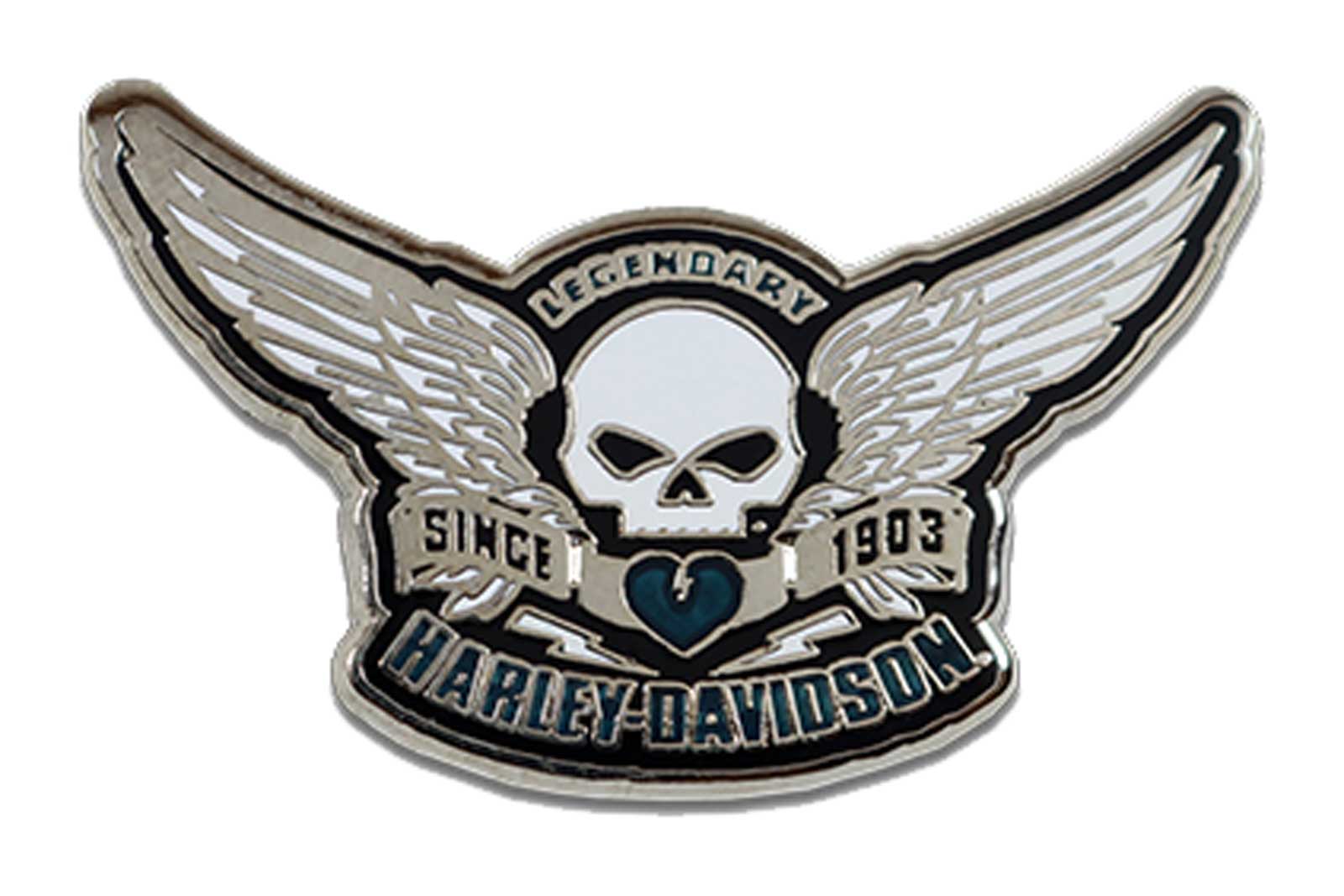 Harley-Davidson® 1.5 inch. Guardian Winged Skull Metal Pin, Gloss