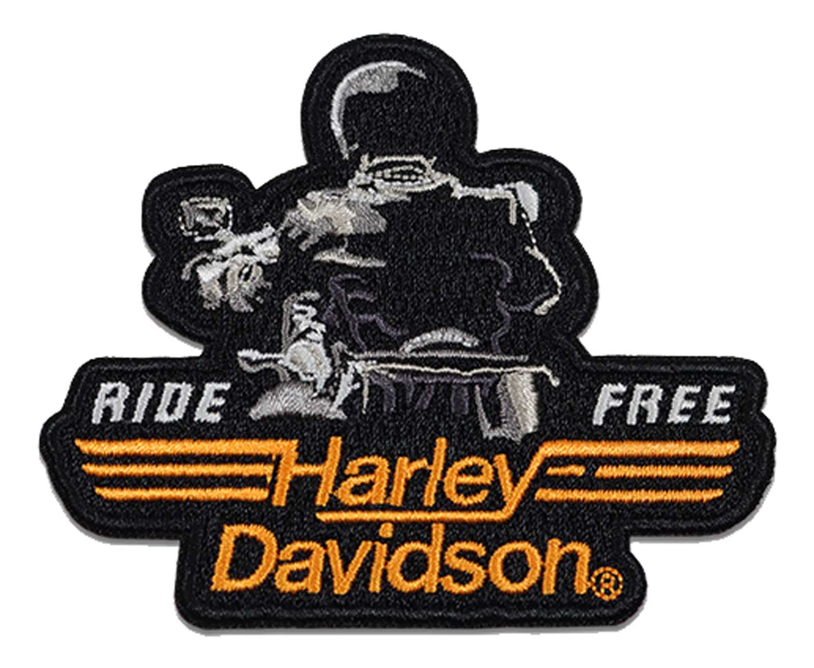 Harley-Davidson 3.5 in. Embroidered Burnin' Rubber Emblem Sew-On Patch - Black - Wisconsin Harley-Davidson