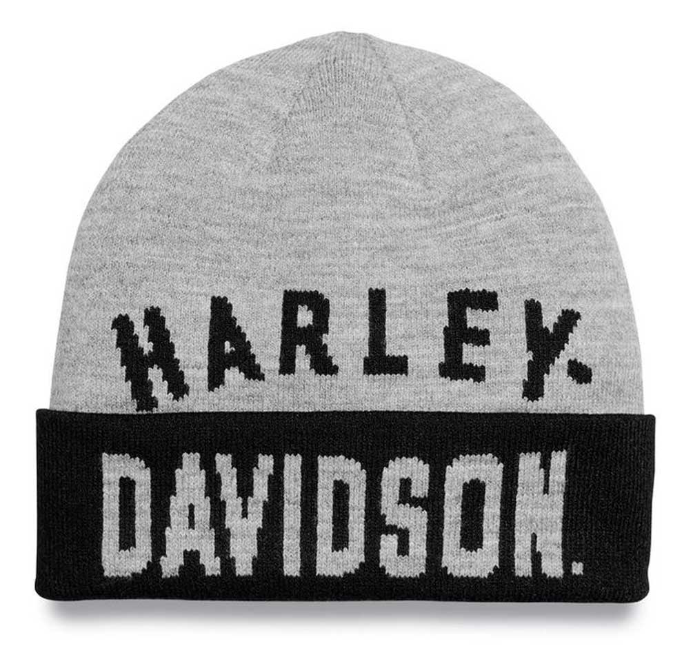 Harley-Davidson® Men's Staple Cuffed Beanie Hat - Heather Gray & Black ...