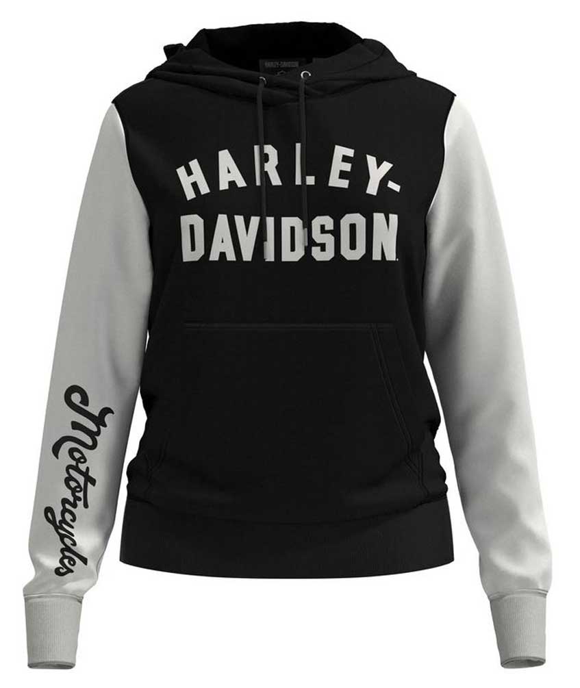 Harley-Davidson Women's Winding Roads Pullover Hoodie - Black/Gray 96407-23VW - Wisconsin Harley-Davidson