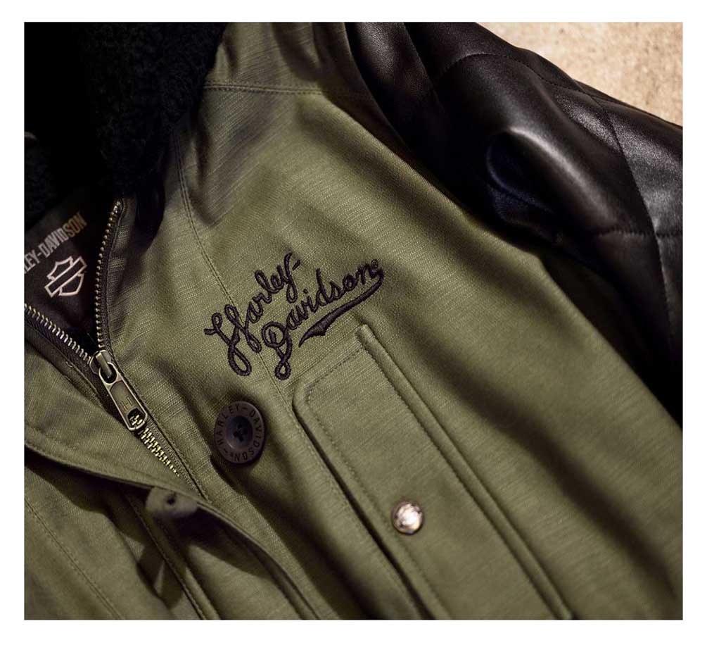 Harley-Davidson® Women's Up North Parka w/ Leather Sleeves - Green