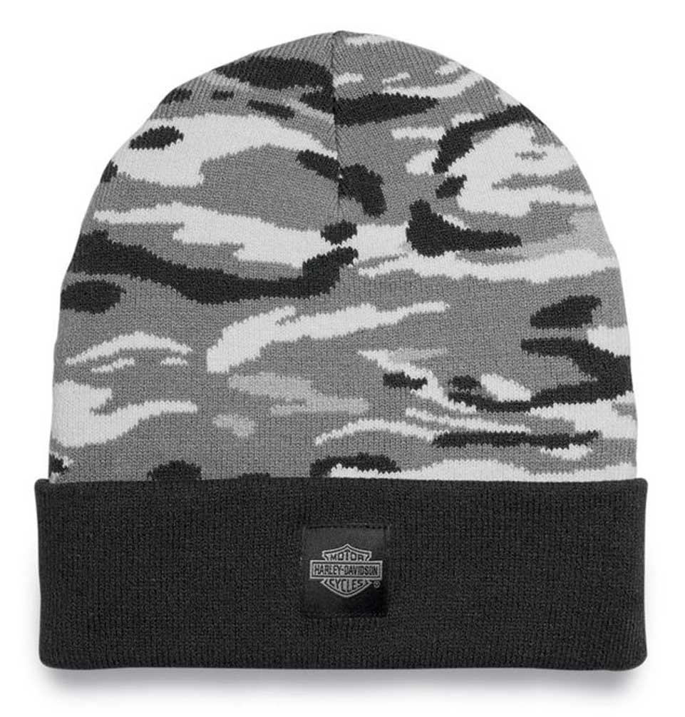 Harley-Davidson Men's Harley Forever Camo Cuffed Beanie Cap - Gray 97692-23VM - Wisconsin Harley-Davidson