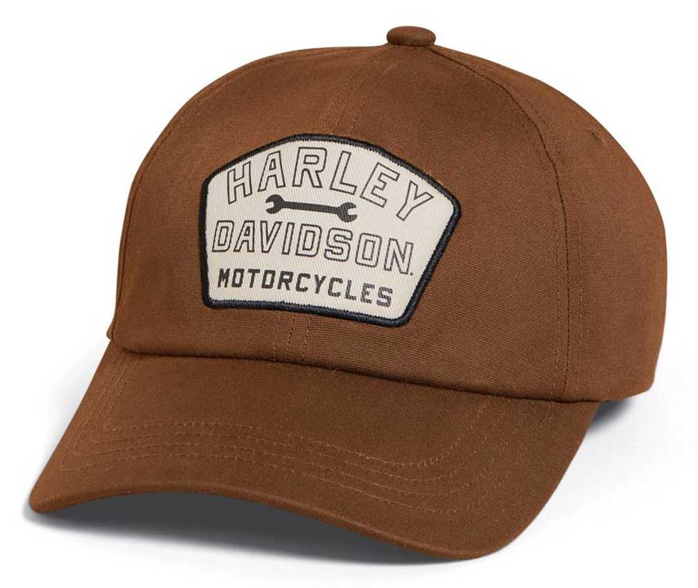 Harley-Davidson Men's Waxed Canvas Curved Brim Baseball Cap, Brown 97679-23VM - Wisconsin Harley-Davidson