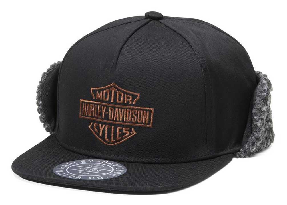 Harley-Davidson® Men's Midwest Sherpa Ear Flap Fitted Hat - Black