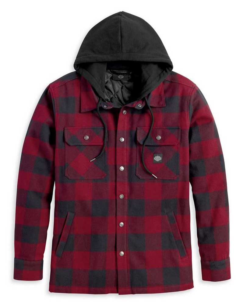 Harley-Davidson® Men's Onwards Hooded Long Sleeve Plaid Shirt - Red ...