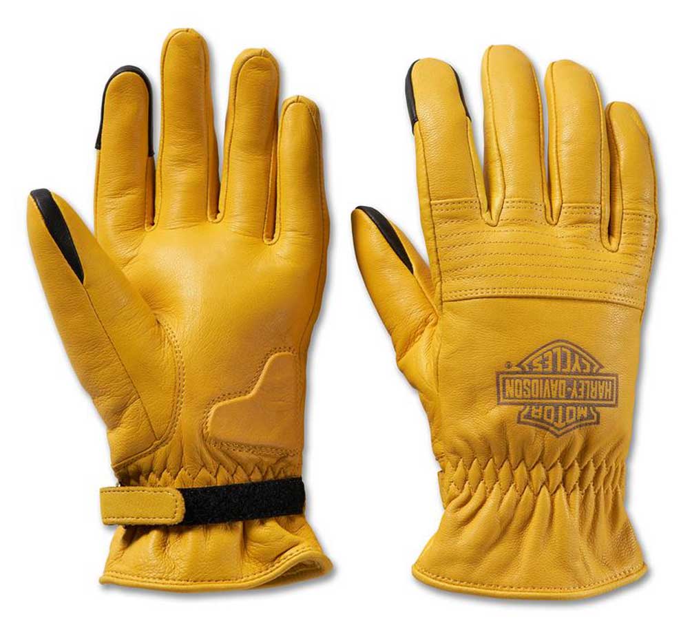 Harley-Davidson Men's Helm Leather Bar & Shield Work Gloves - Natural 98133-23VM - Wisconsin Harley-Davidson