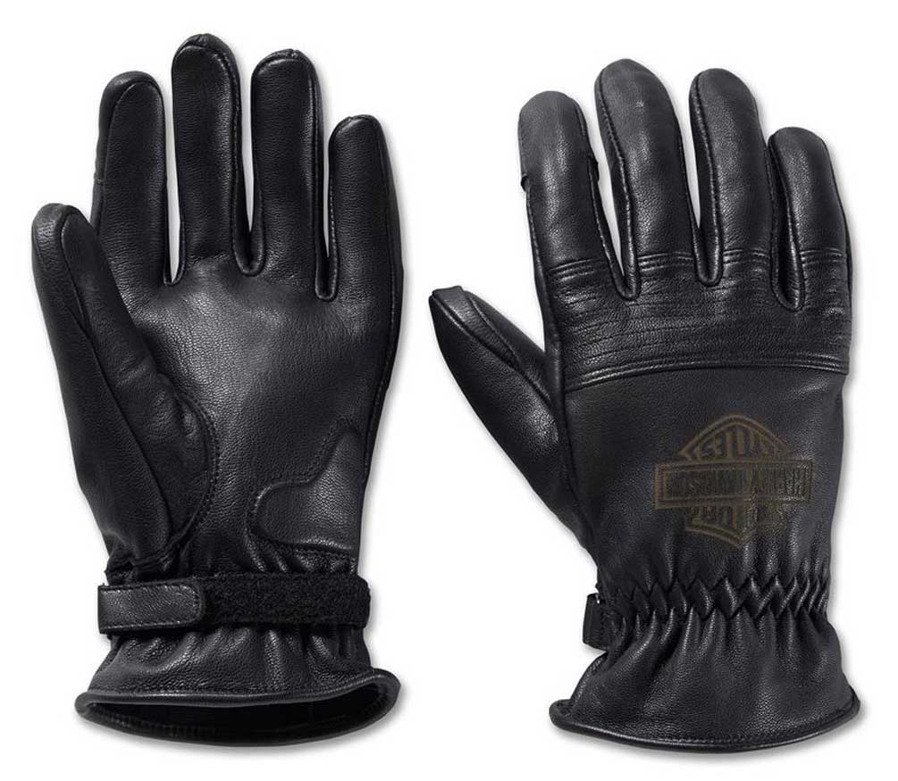 Harley-Davidson Men's Helm Leather Bar & Shield Work Gloves - Black 98132-23VM - Wisconsin Harley-Davidson