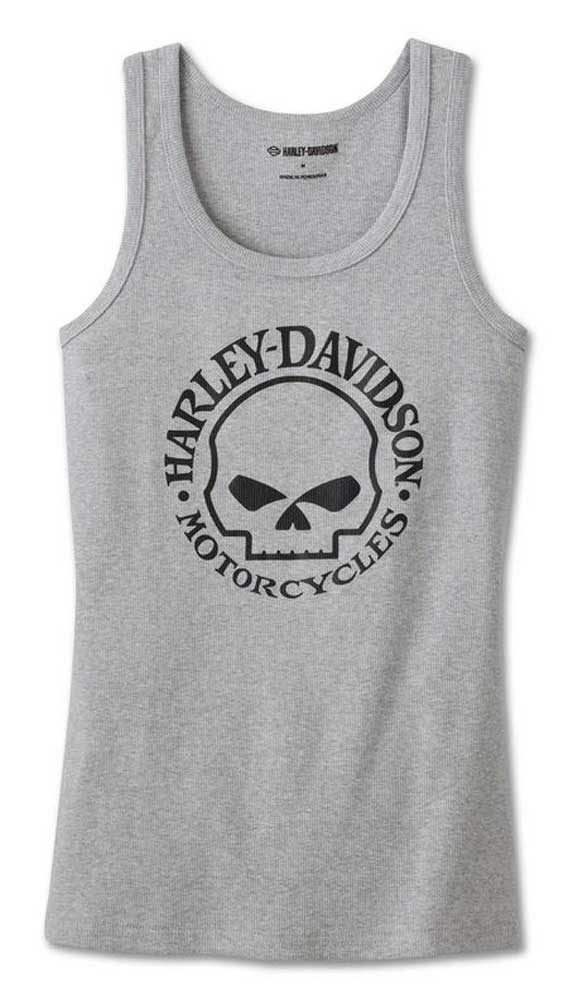 Harley-Davidson Women's Ultra Classic Skull Sleeveless Tank Top- Gray 99053-23VW - Wisconsin Harley-Davidson
