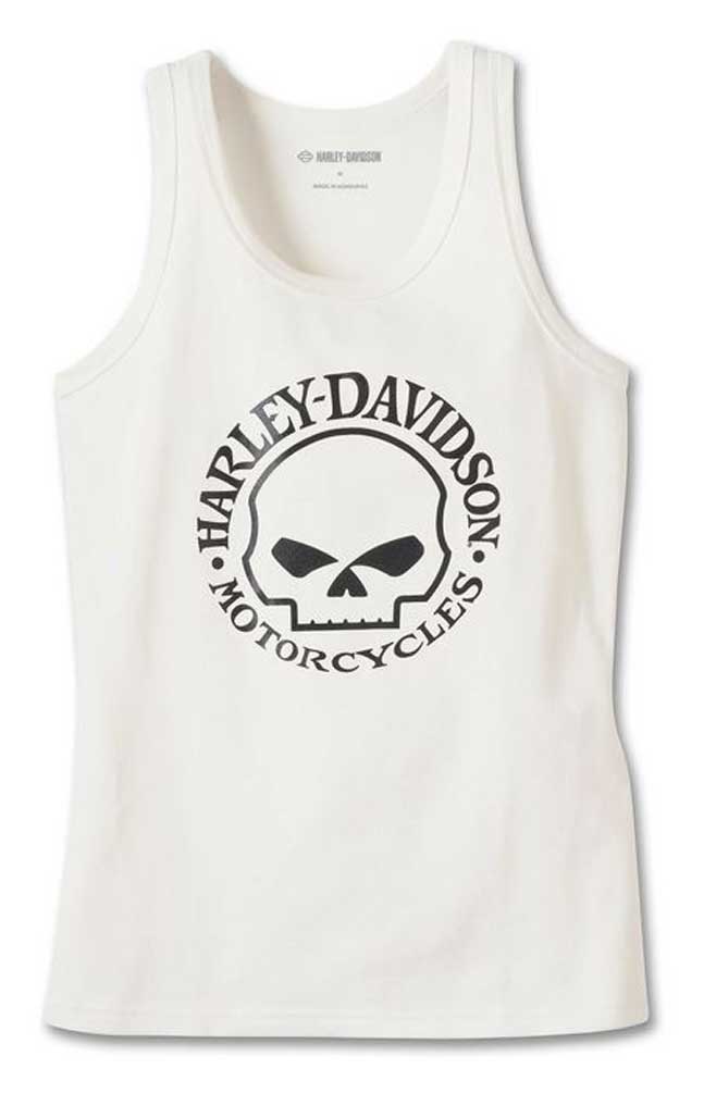 Harley-Davidson Women's Ultra Classic Skull Sleeveless Tank Top White 99052-23VW - Wisconsin Harley-Davidson