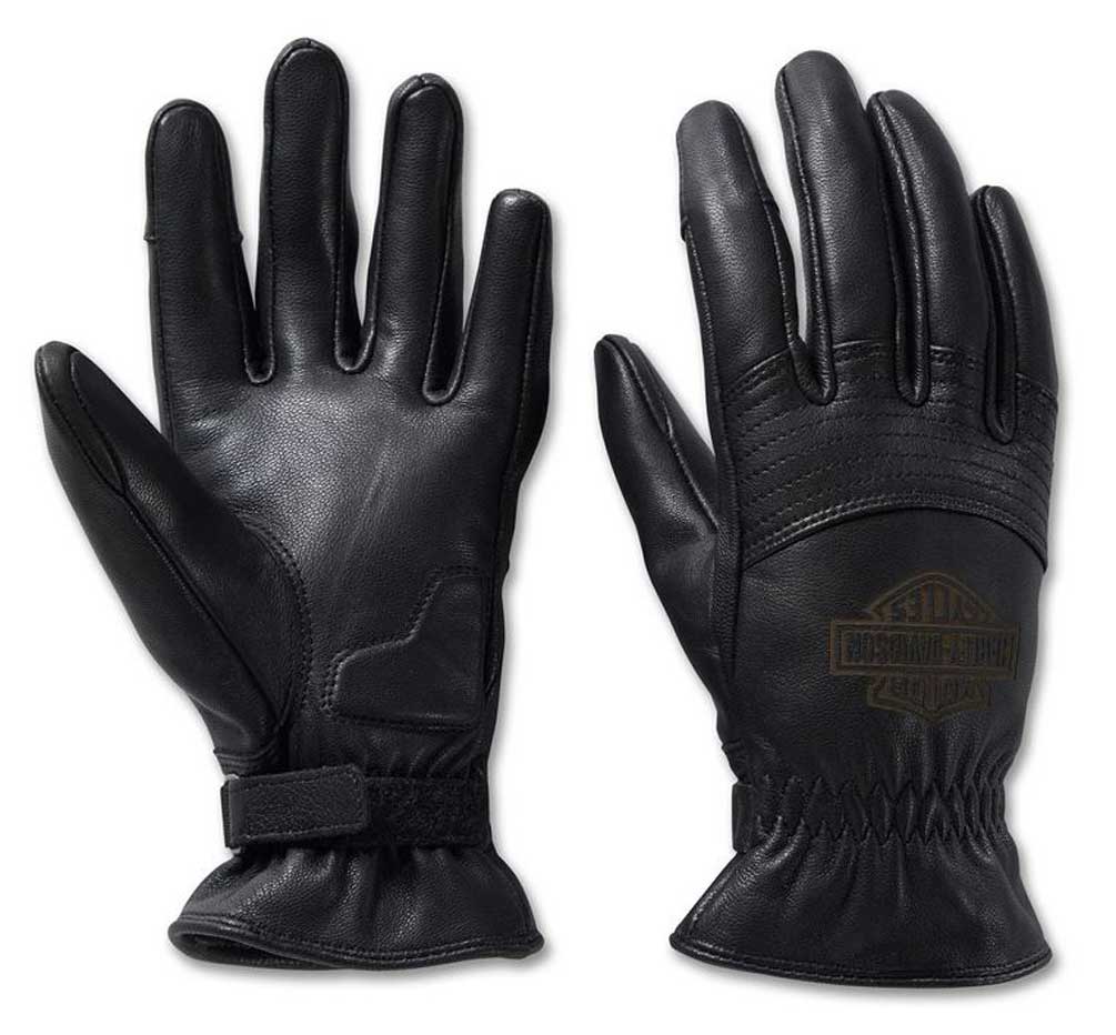 Harley-Davidson Women's Helm Leather Full-Finger Work Gloves - Black 98152-23VW - Wisconsin Harley-Davidson
