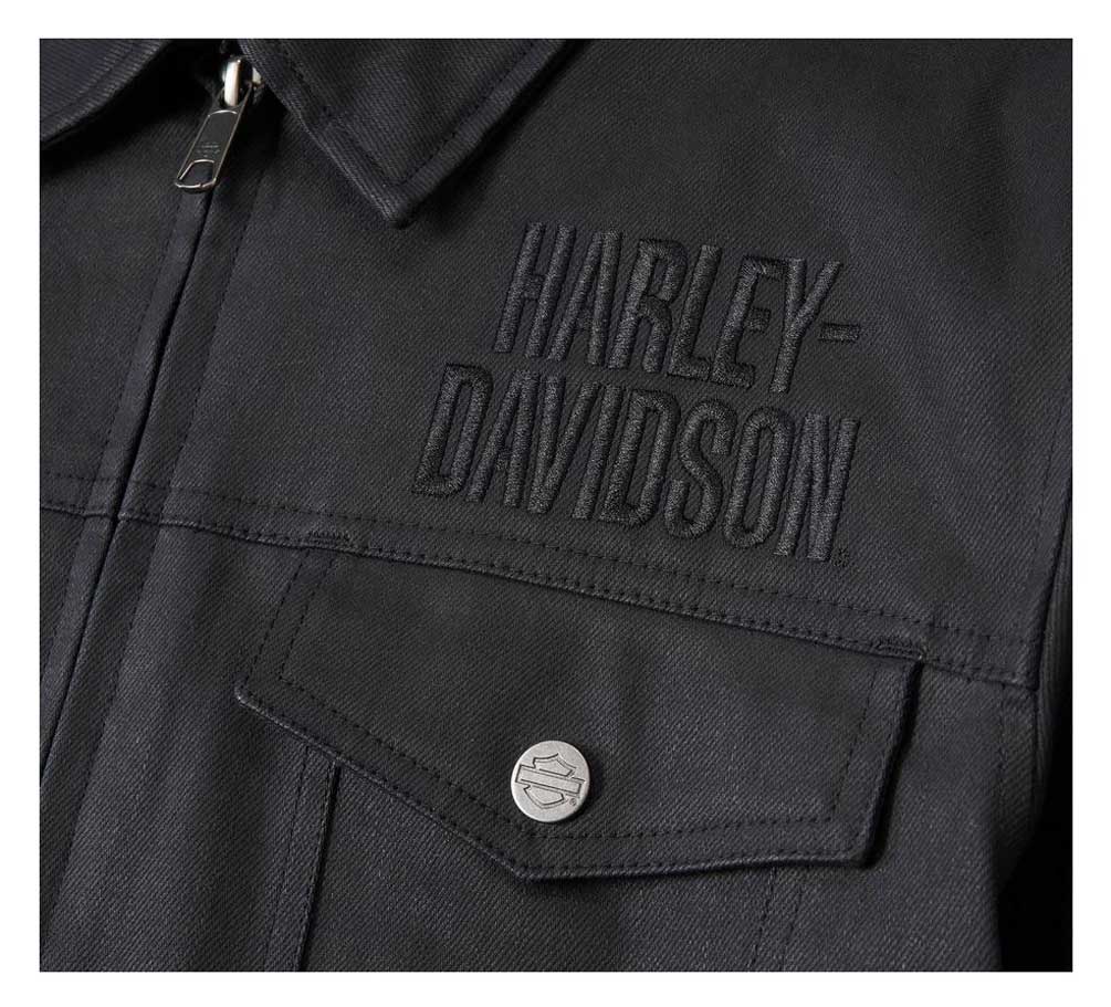 HARLEY-DAVIDSON ブラック ライダースジャケット バックインブラックレザーバイカージャケット -ハーレーダビッドソン