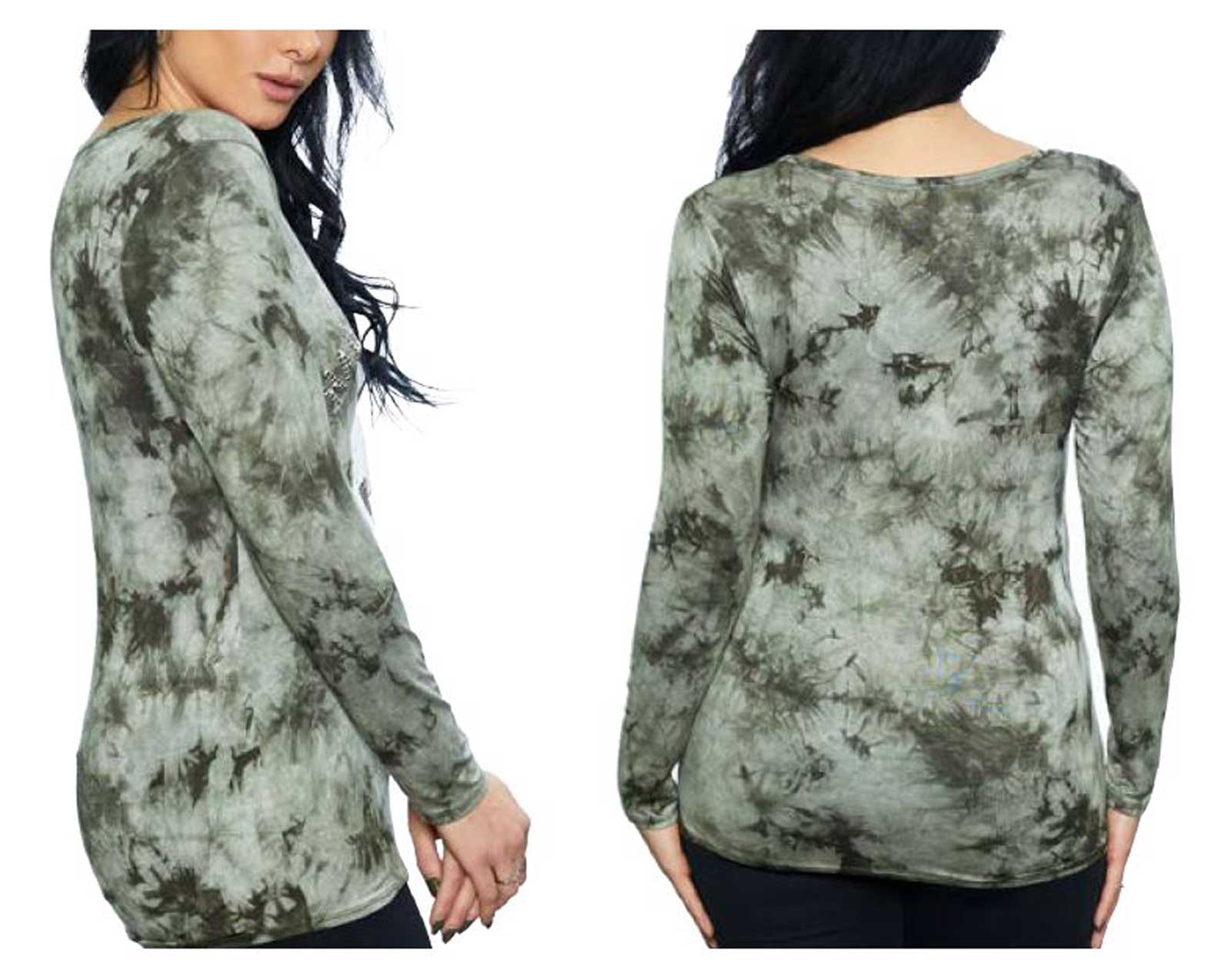 Harley-Davidson Free Shipping - Harley-Davidson Women's Road Ahead V-Neck Long Sleeve Shirt - Tie Dye Green - Free Shipping on many products plus Orders Over $99