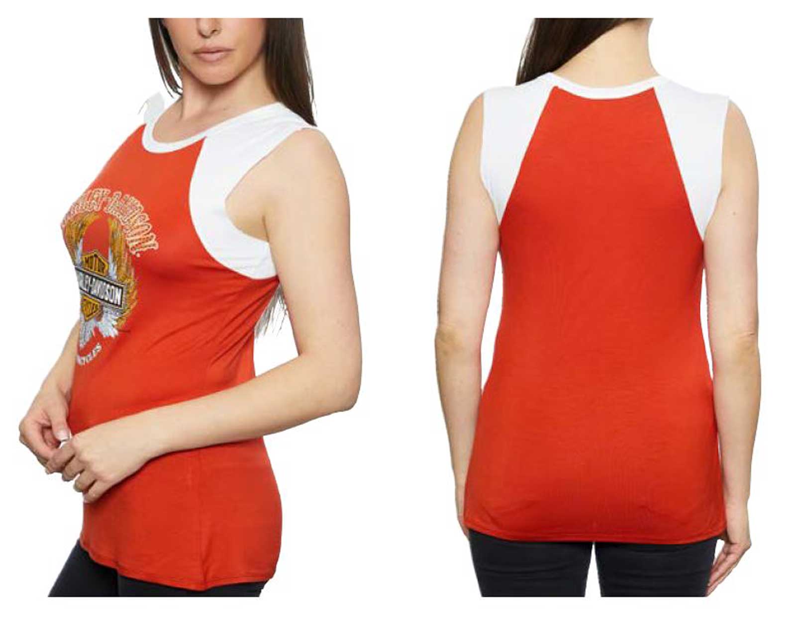 Harley-Davidson Free Shipping - Harley-Davidson Women's RIP Roar Sleeveless Scoop Neck Raglan Tank Top - Orange - Free Shipping on many products plus Orders Over $99