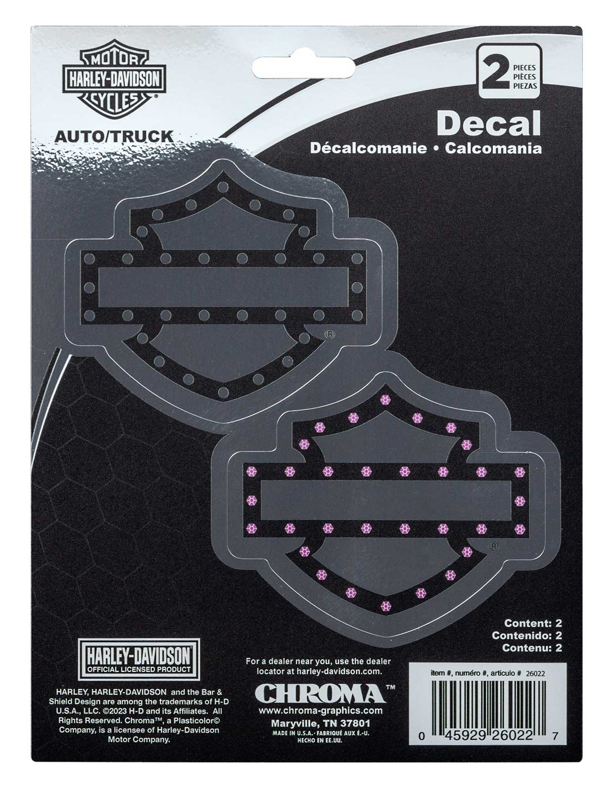 Harley-Davidson His & Hers Bar & Shield Logo Decals - Chrome Effect Silver - Wisconsin Harley-Davidson