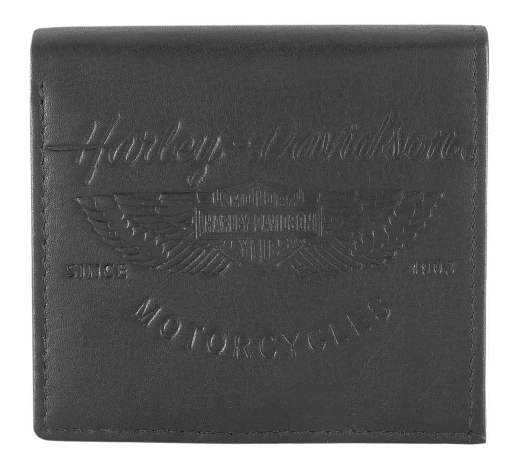 Harley-Davidson Women's Free Spirit Bi-Fold Leather Wallet w/ RFID - Black - Wisconsin Harley-Davidson