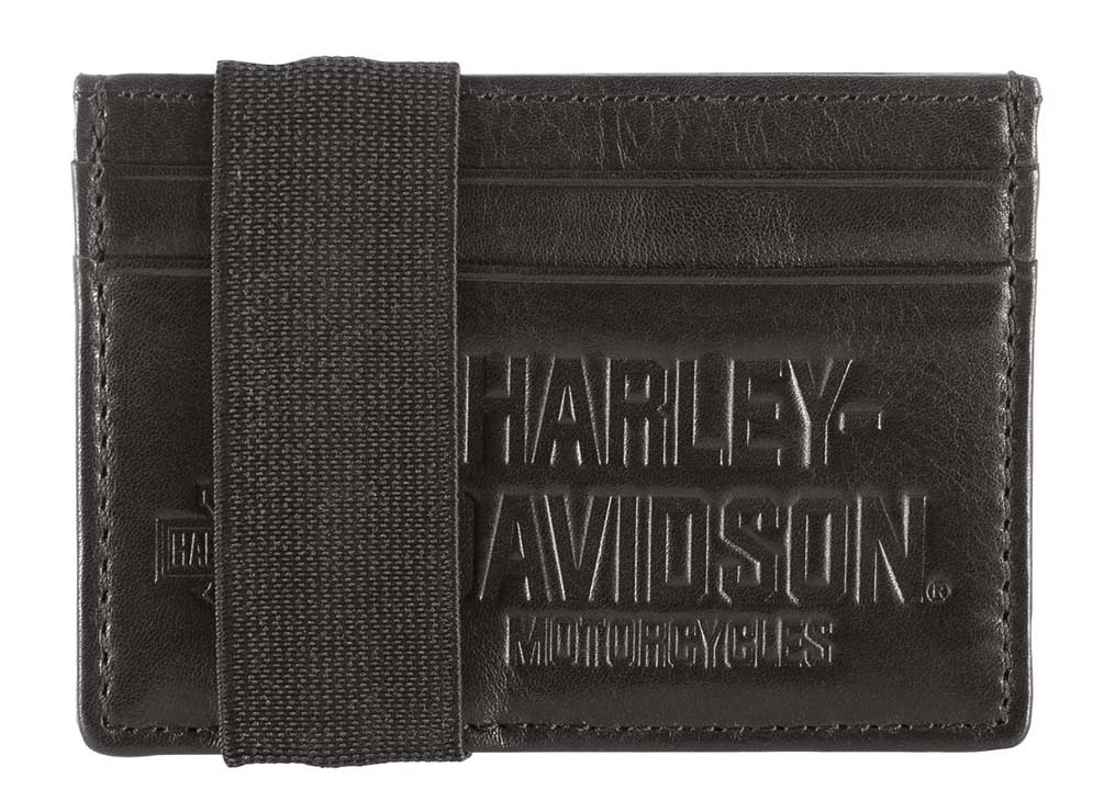 Harley-Davidson Men's Legendary Card Case w/ Loop & RFID - Black - Wisconsin Harley-Davidson