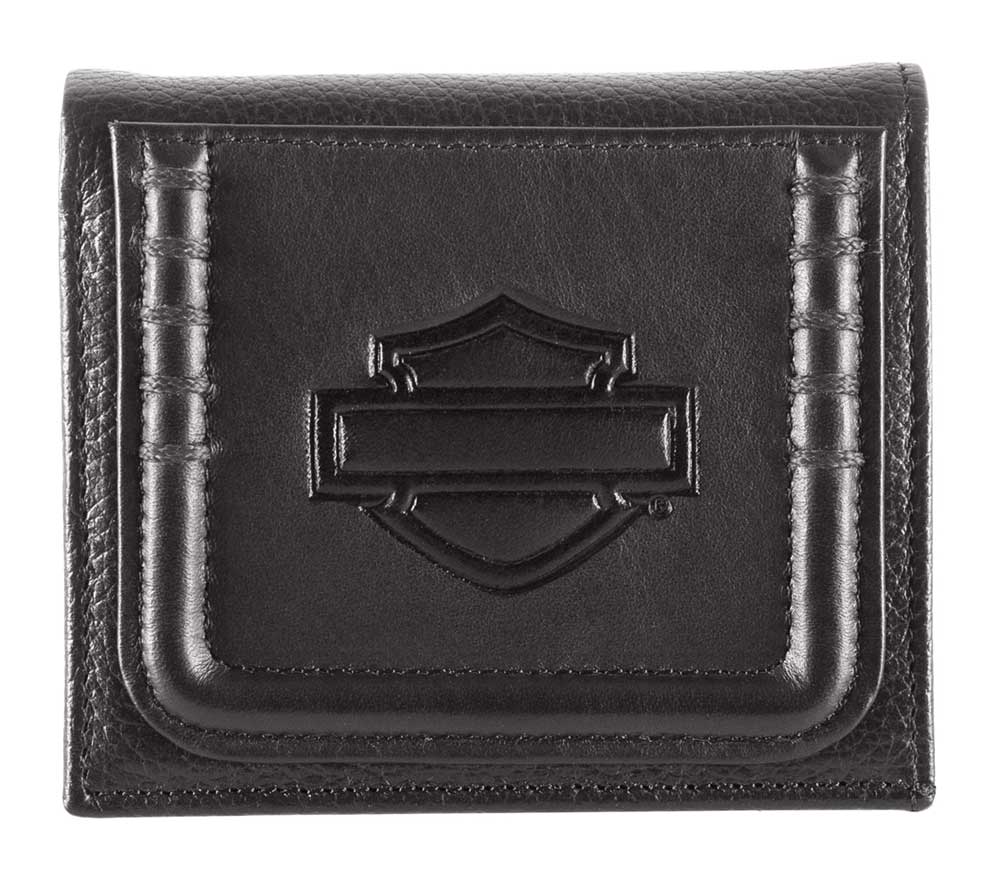 Harley-Davidson Women's Trapunto Leather Wallet w/ RFID - Black - Wisconsin Harley-Davidson