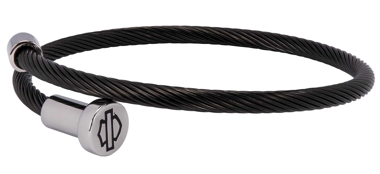 HARLEY-DAVIDSON コンビネーションスパナ バングル ステンレス Harley-Davidson® Unisex Black Cable Nail Head Bracelet - Stainless