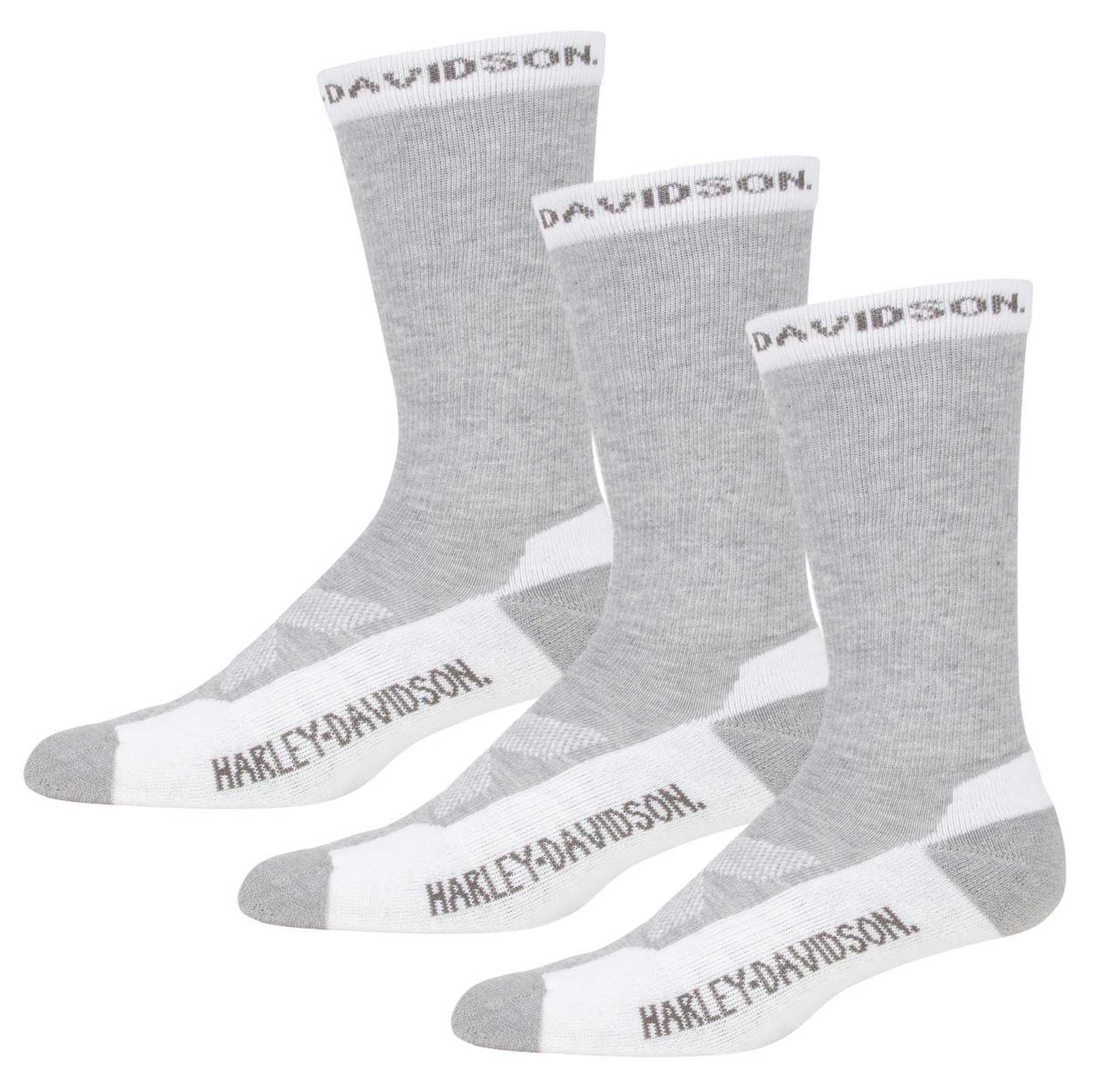 Harley-Davidson Men's Core Moisture Wicking Riding Socks - Gray/White, 3 Pairs - Wisconsin Harley-Davidson